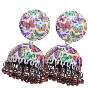 Handcrafted Butterfly Stud Jhumka Earrings with Ghungroo Beads